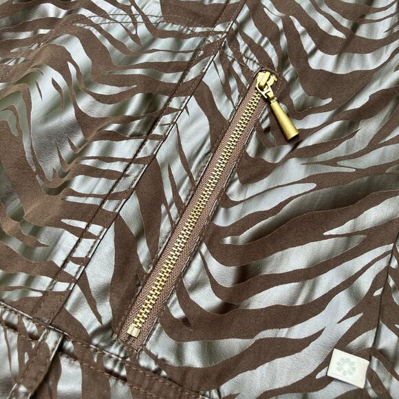 Zenergy by Chicos Vest Sz 3 Brown Faux Leather MotoBoho Zebra Bikercore Animal - Picture 11 of 12